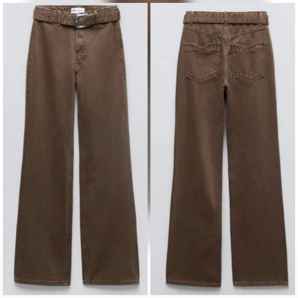 Zara Brown Flare & Wide Leg Jeans